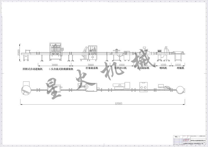 6头灌装打塞旋盖封口贴标喷码生产线