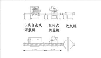 6瓶自流式灌装及旋盖收瓶生产线
